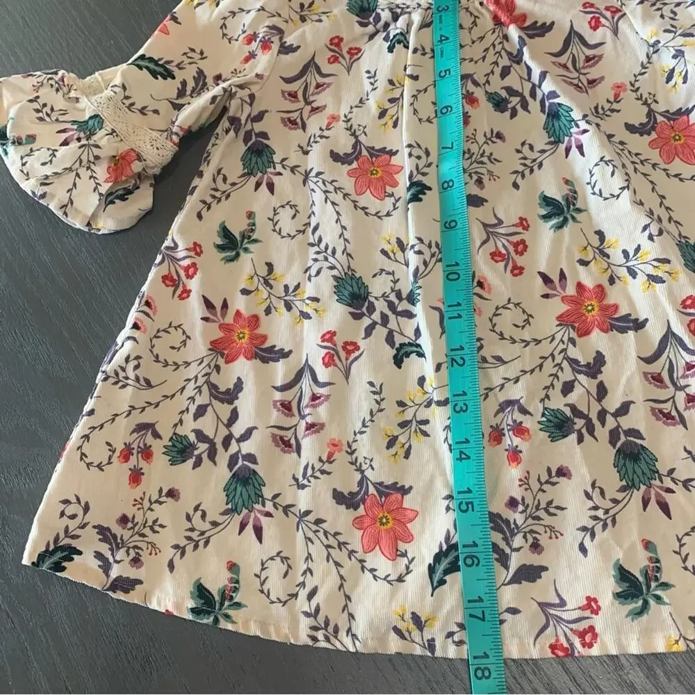 Size 4T Floral Dress | Cynthia Rowley dress | Floral button back Corduroy Tunic